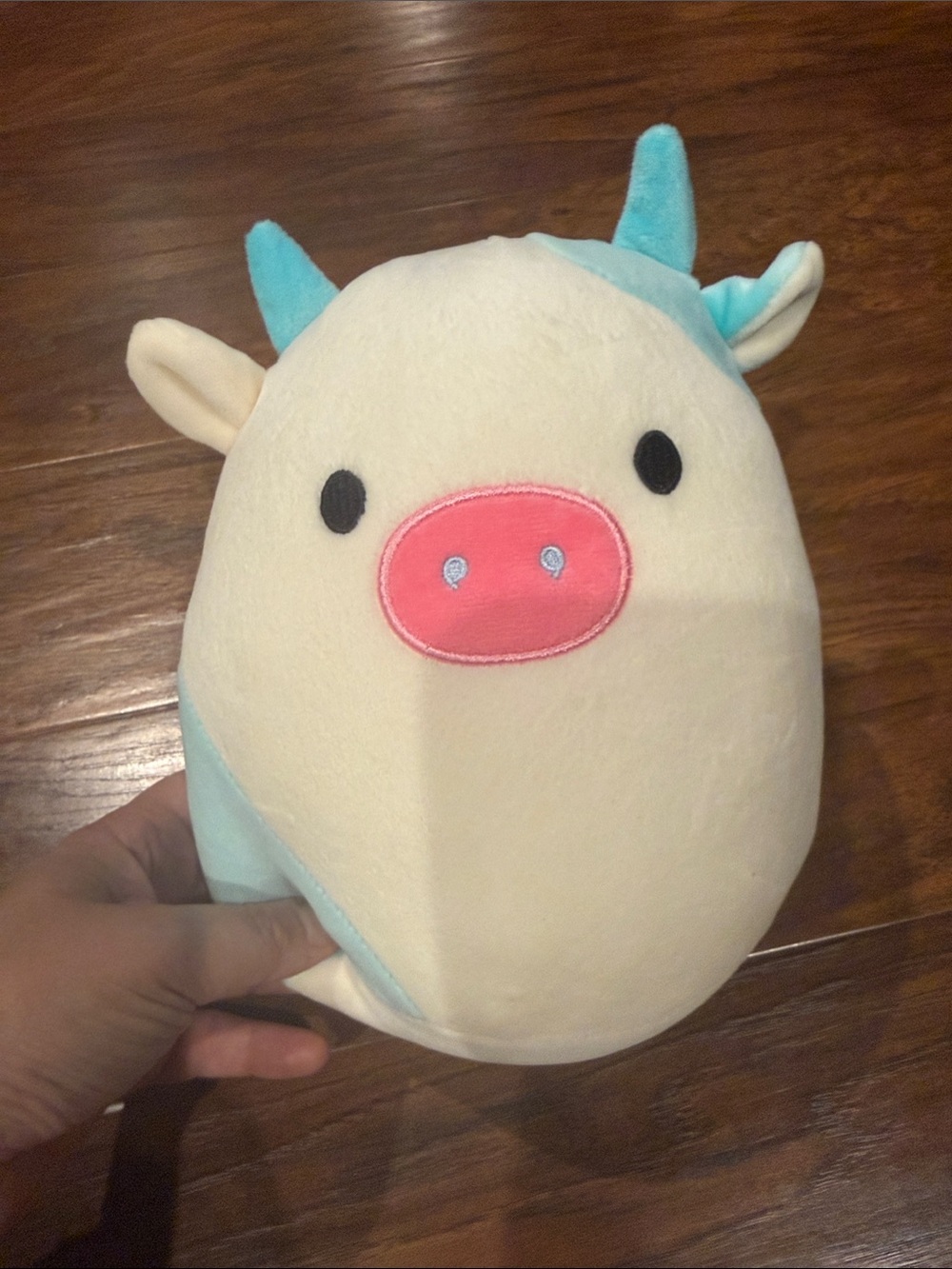 Squishmallows Cream and Blue Plush Cow Stuffed Animal - Soft Snout Plush Toy